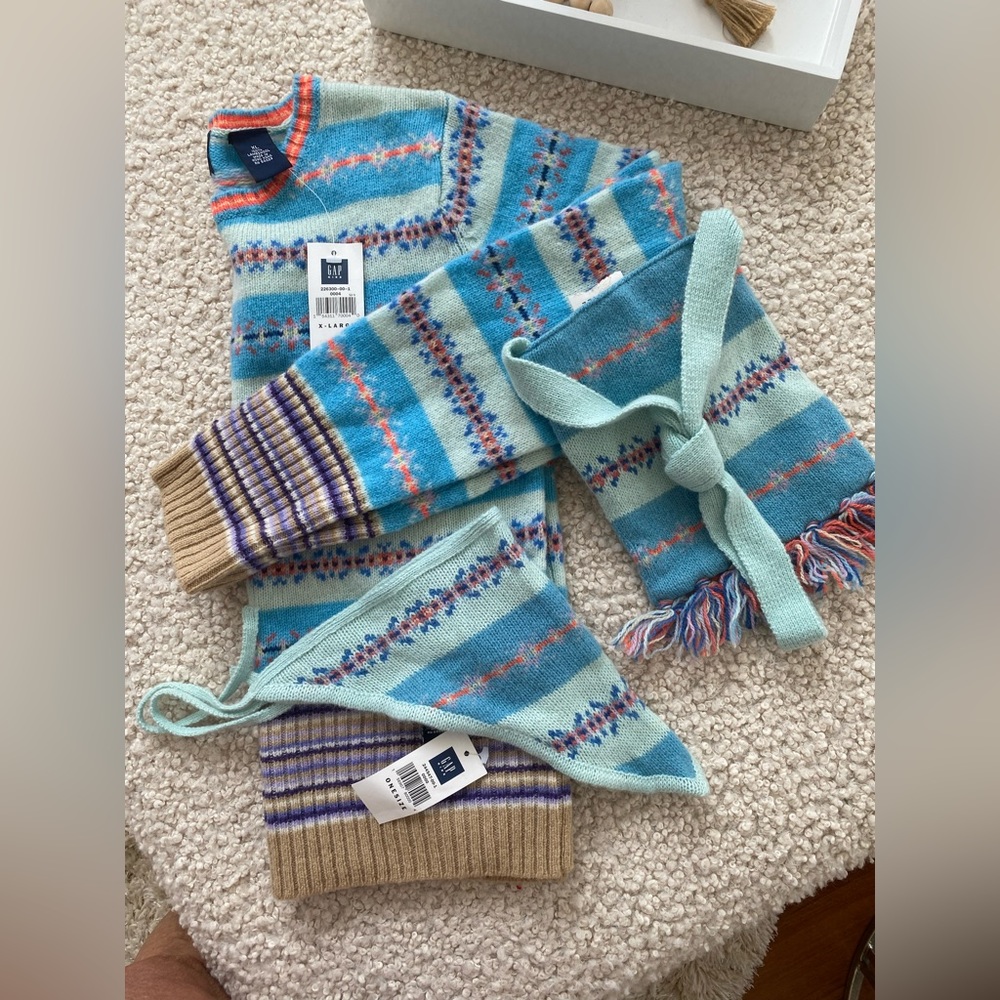 Gap Kids Fairisle sweater, kerchief and boho bag